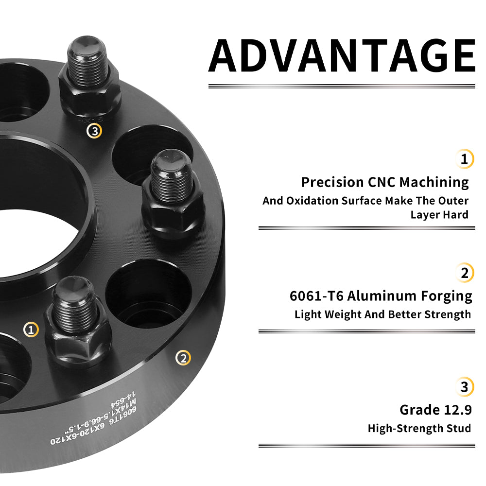 Richeer 6x120mm Hub Centric Wheel Spacers Fits 2015 + Chevy Colorado 2018 + Traverse 2015 + GMC Acadia Canyon- 1.5" Thick Black