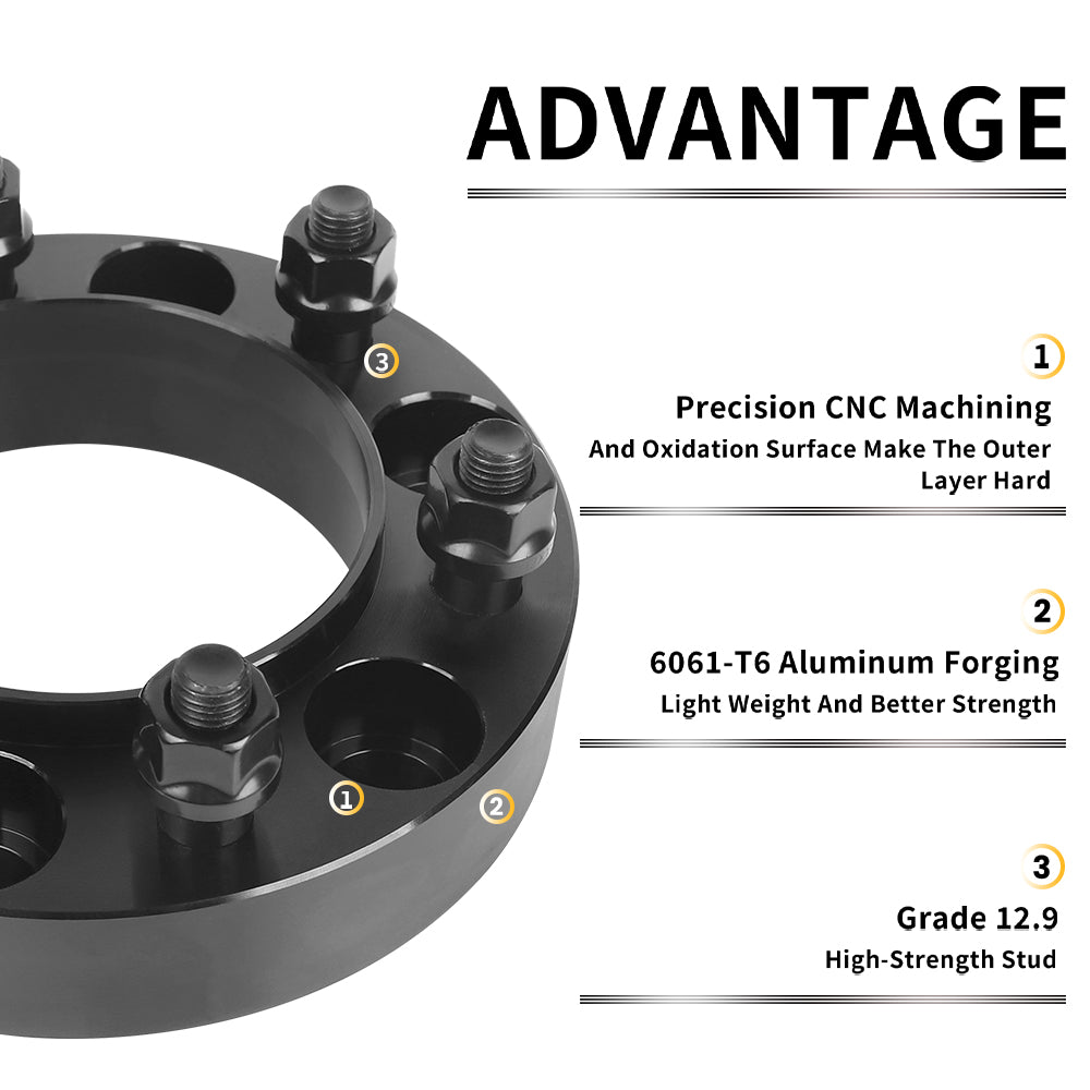 Richeer 6x5.5" Hub Centric Wheel Spacers Fits Toyota 2003-2022 4-Runner 2000-2023 Tacoma 2000-2006 Tundra 2007-2014 FJ Cruiser- 1.25" Thick Black