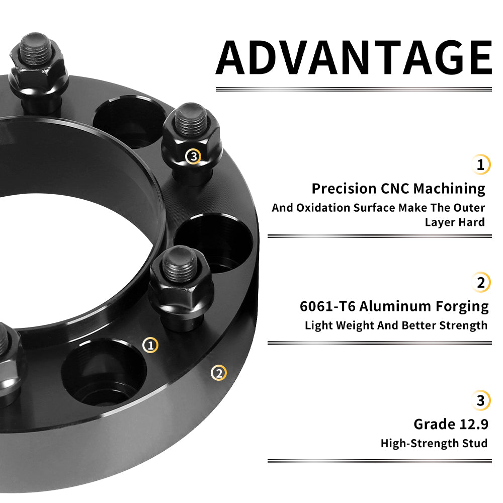 Richeer 6x5.5" Hub Centric Wheel Spacers Fits Toyota 2003-2022 4-Runner 2000-2023 Tacoma 2000-2006 Tundra 2007-2014 FJ Cruiser- 1.5" Thick Black