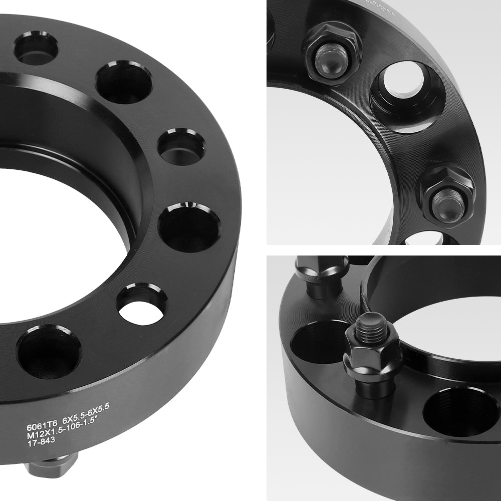 Richeer 6x5.5" Hub Centric Wheel Spacers Fits Toyota 2003-2022 4-Runner 2000-2023 Tacoma 2000-2006 Tundra 2007-2014 FJ Cruiser- 1.5" Thick Black