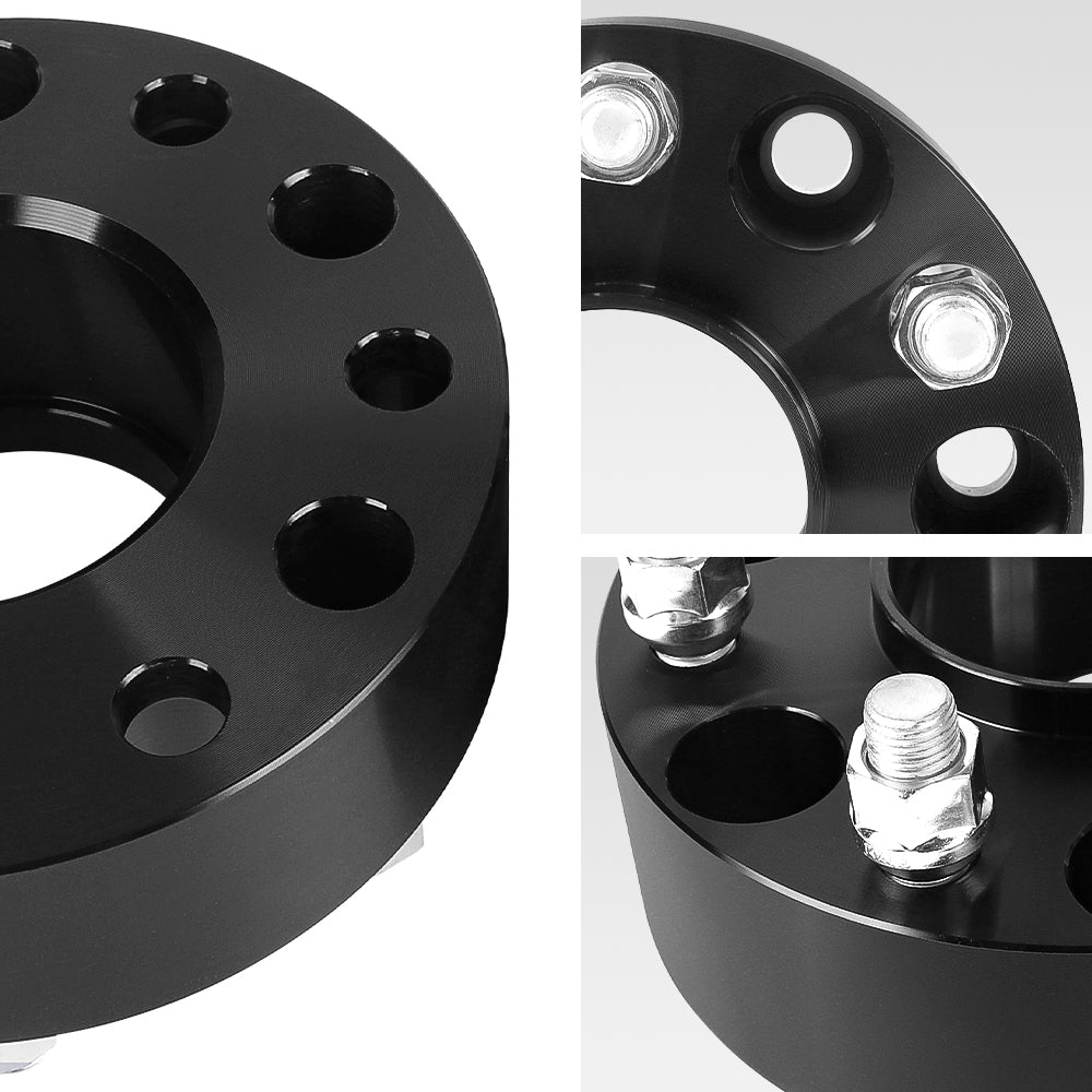 Richeer 6x5.5" Hub Centric Wheel Spacers Fits 1999+ Chevy Silverado | 2023+ Colorado | 1999+ GMC Sierra | 2023+ Canyon - 2" Thick Black