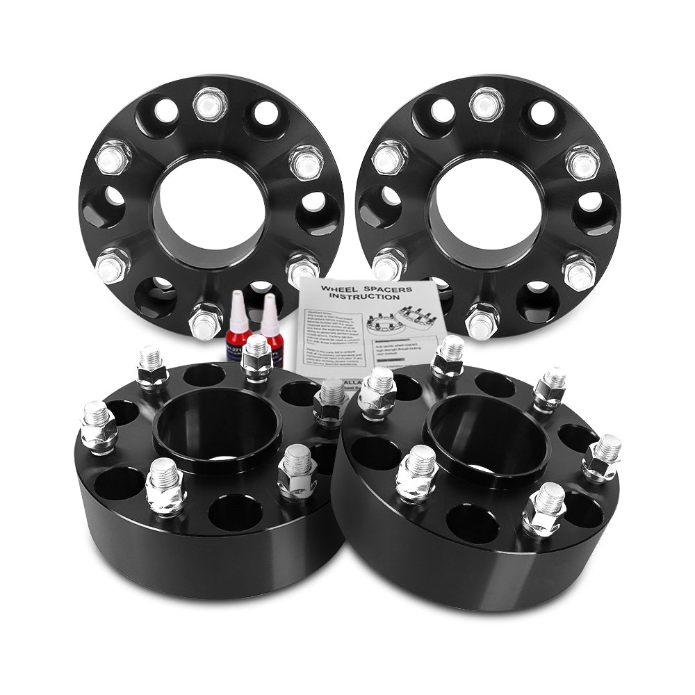 Richeer 6x5.5" Hub Centric Wheel Spacers Fits 1999+ Chevy Silverado | 2023+ Colorado | 1999+ GMC Sierra | 2023+ Canyon - 2" Thick Black