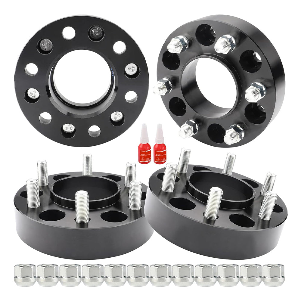 Richeer 6x5.5" Hub Centric Wheel Spacers Fits 1999+ Chevy Silverado | 2023+ Colorado | 1999+ GMC Sierra | 2023+ Canyon - 1.5" Thick Black