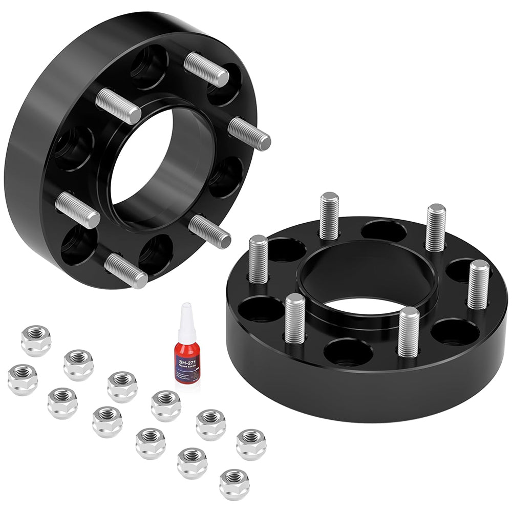 Richeer 6x5.5" Hub Centric Wheel Spacers Fits 1999+ Chevy Silverado | 2023+ Colorado | 1999+ GMC Sierra | 2023+ Canyon - 1.5" Thick Black