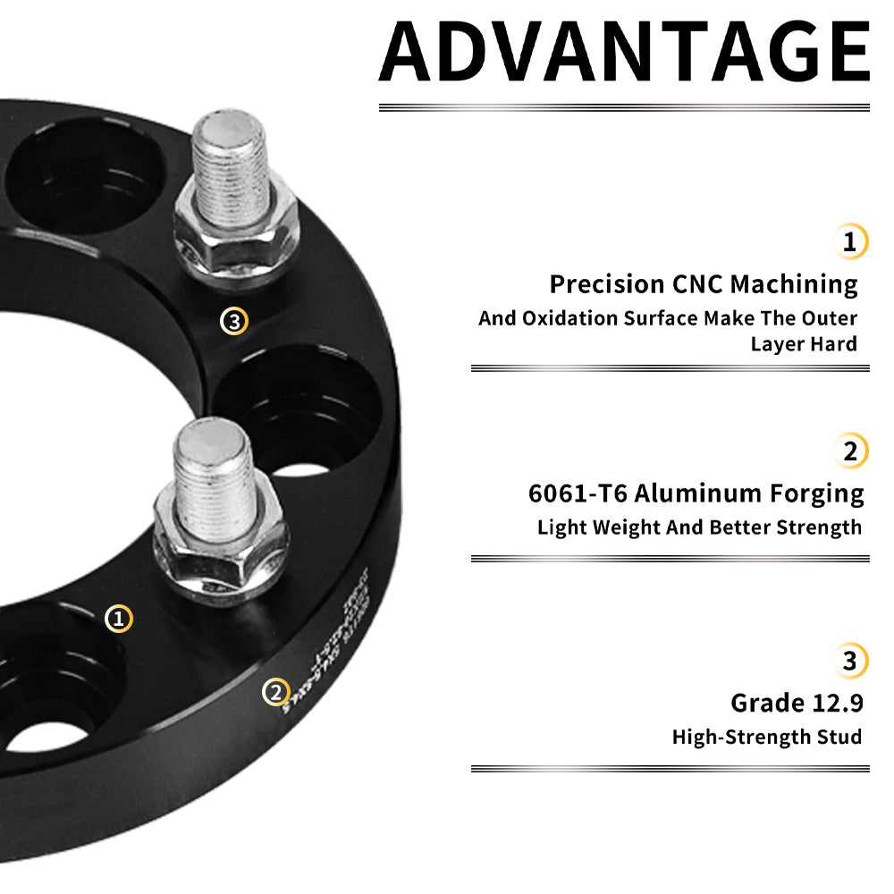 Richeer 5x4.5" Wheel Spacers for Off-Road Vehicles (Ford, Jeep & More)-1" Thick Black