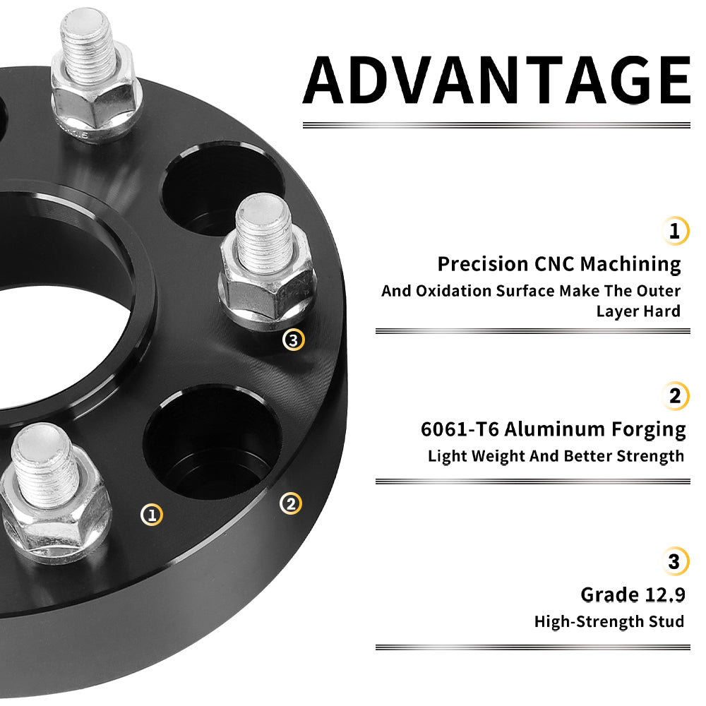 Richeer 2 PCS 2" Wheel Spacers 5x4.75 for Chevy S10 and Compatible Models with M12x1.5 Studs