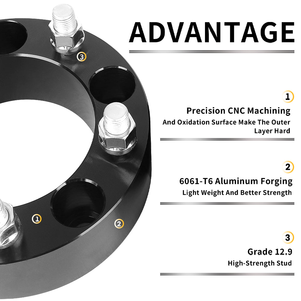 Richeer 5x5.5" Wheel Spacers for Off-Road Vehicles (Ram & More)-2" Thick Black