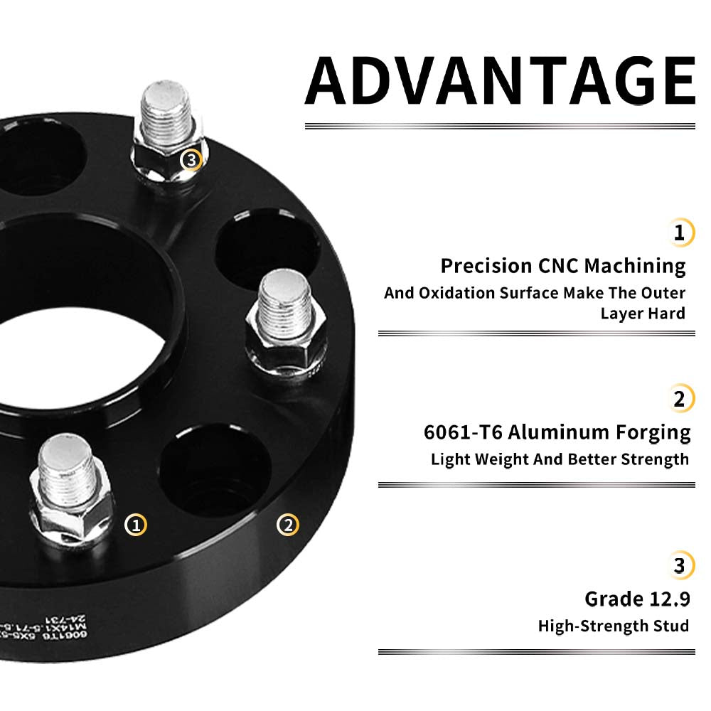Richeer 5x5" Hub Centric Wheel Spacers Fits Jeep Gladiator | 2011+ Grand Cherokee | 2018+ Wrangler-1.5" Thick Black