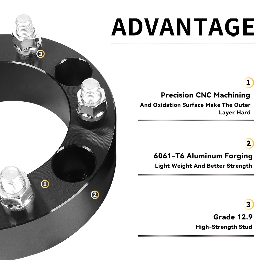 Richeer 5x5.5" Wheel Spacers for Off-Road Vehicles(Ram, Jeep, Ford & More)-2" Thick Black
