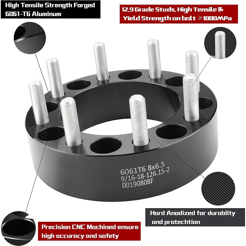 Richeer 8x6.5" Wheel Spacers for Off-Road Vehicles (Ram, Ford & More)-2" Thick Black