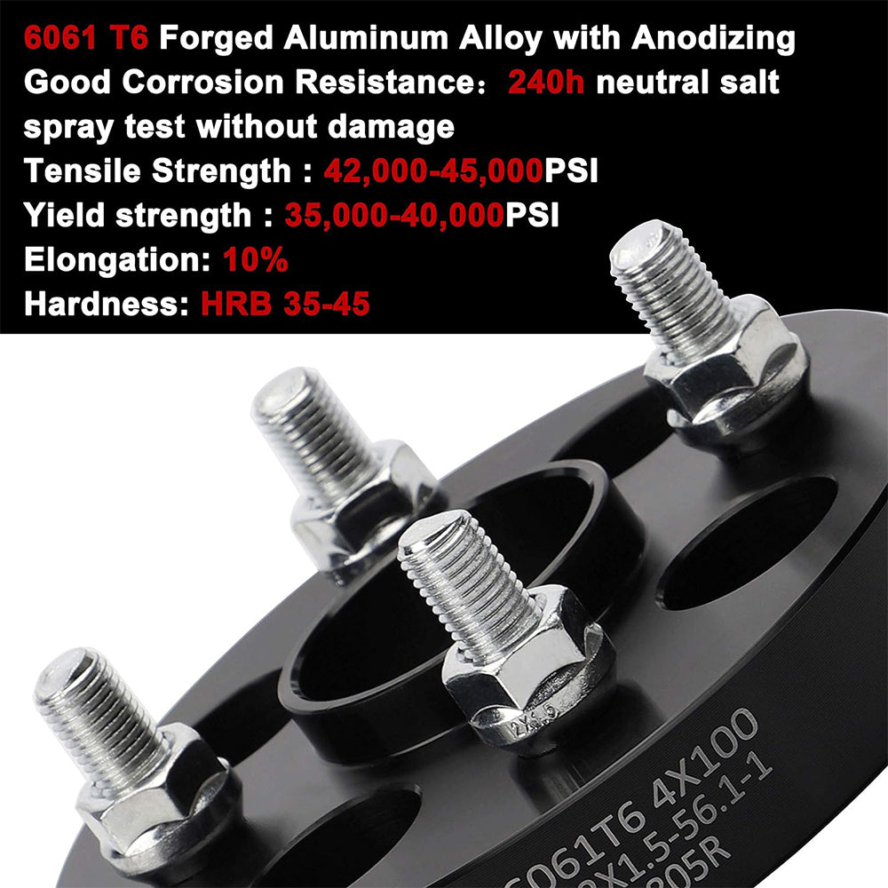 Richeer 4x100mm Wheel Spacers for Off-Road Vehicles (Honda, Mini Cooper & More)-1" Thick Black