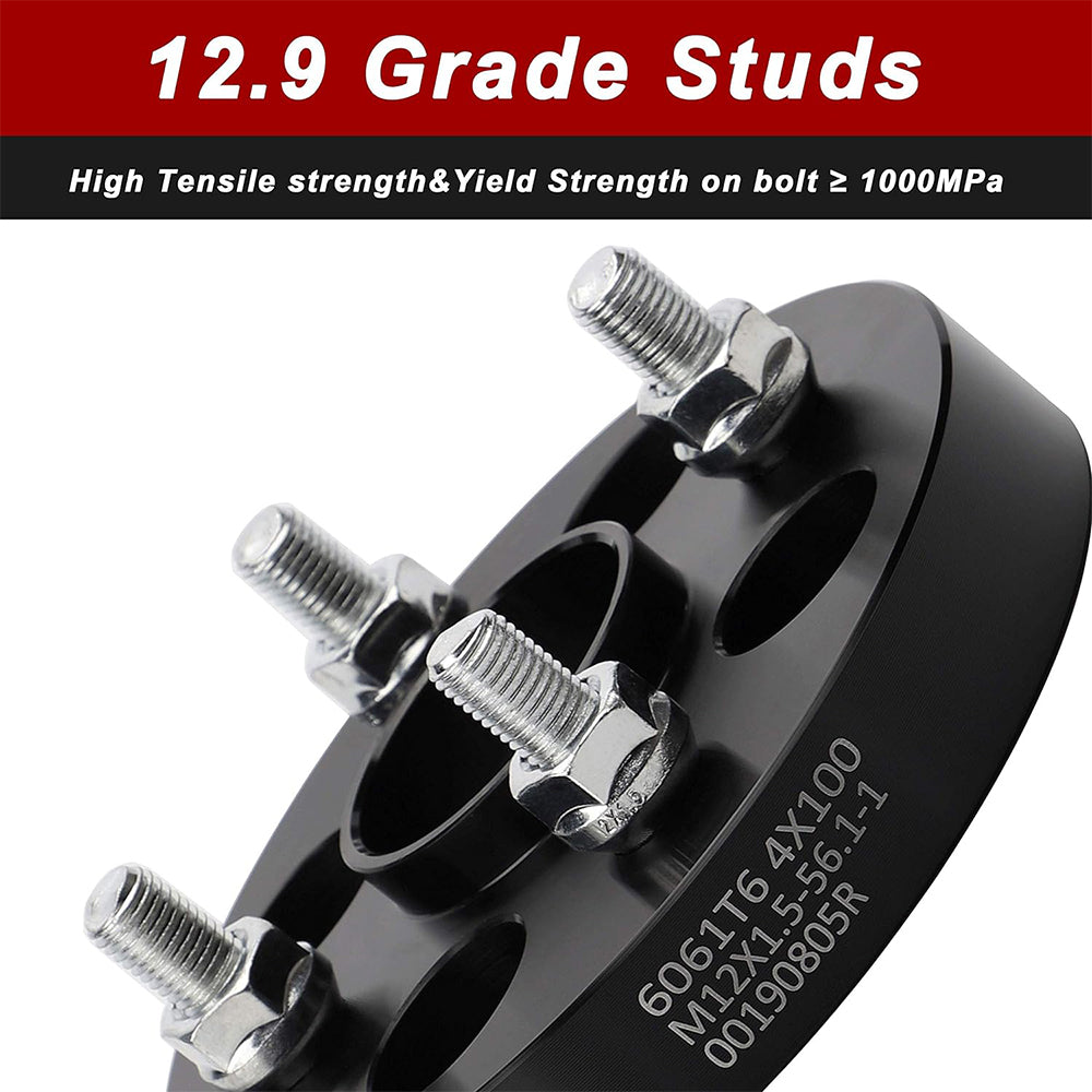 Richeer 4x100mm Hub Centric Wheel Spacers for Off-Road Vehicles (Toyota, Mazda & More)-1" Thick Black