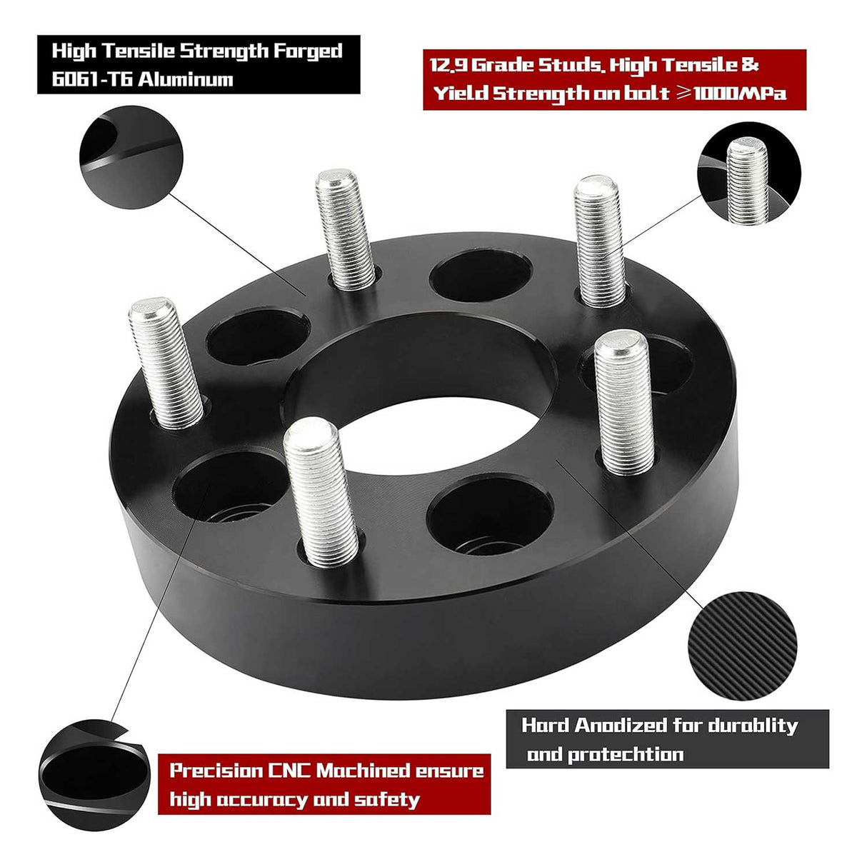 Richeer 5x5.5" to 5x4.5" Wheel Adapters for Off-Road Vehicles (Dodege, Ford & More)