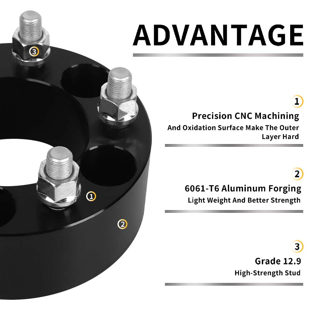 Richeer 5x4.5" Wheel Spacer for Wrangler Ranger Explorer Mustang Edge with 1/2-20 Studs 82.5mm Center Bore- 2" Thick