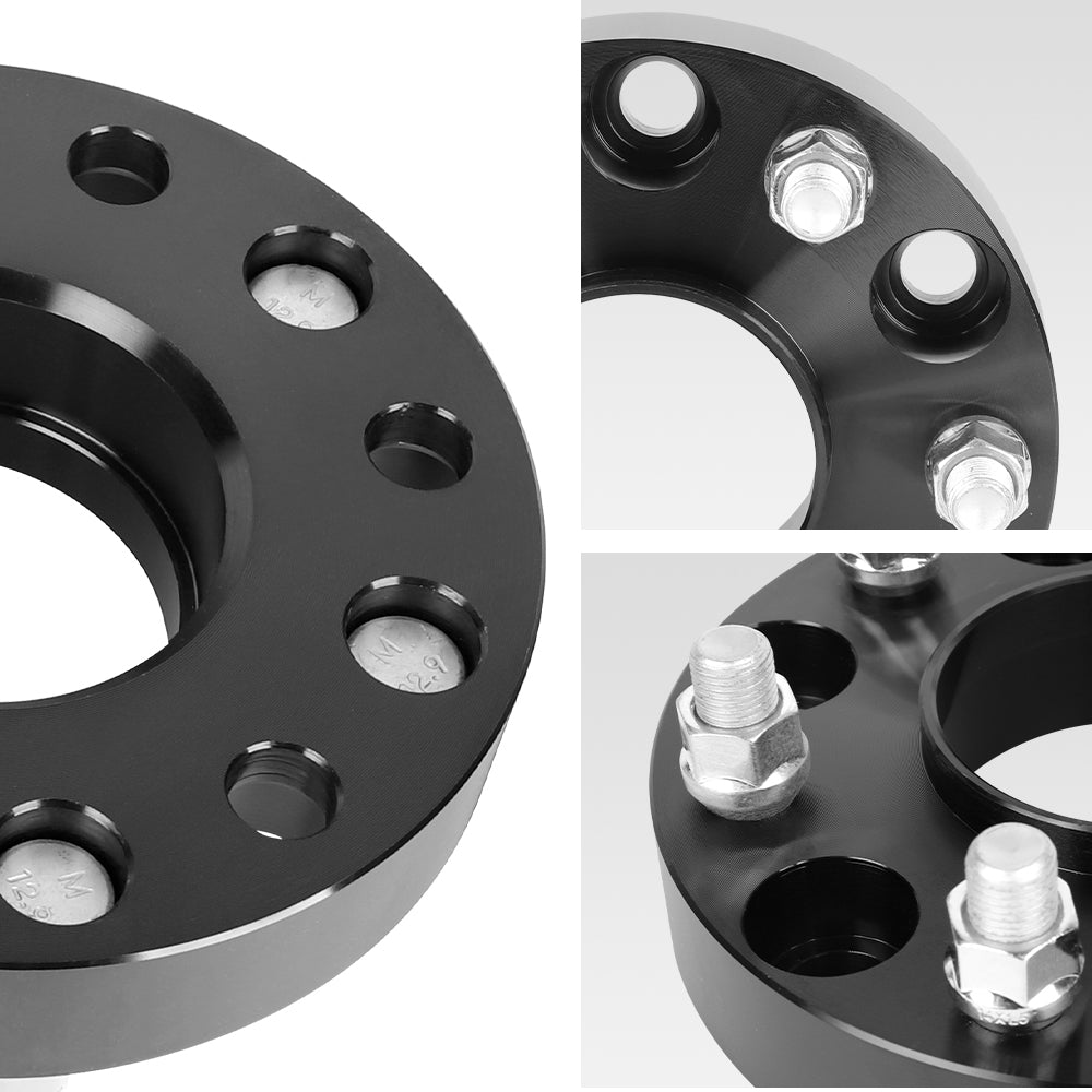 Richeer 6x5.5" Hub Centric Wheel Spacers Fits 1999+ Chevy Silverado | 2023+ Colorado | 1999+ GMC Sierra | 2023+ Canyon-1.25" Thick Black