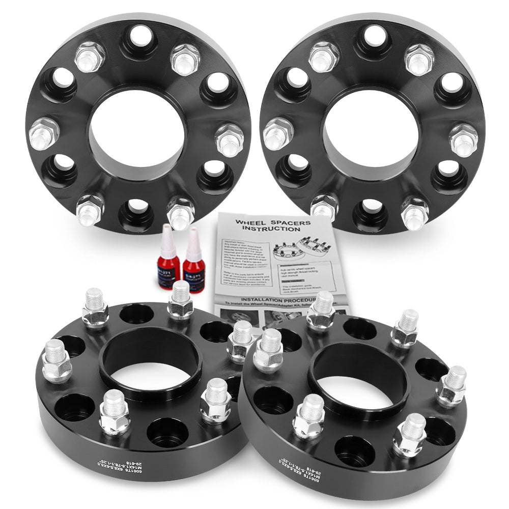 Richeer 6x5.5" Hub Centric Wheel Spacers Fits 1999+ Chevy Silverado | 2023+ Colorado | 1999+ GMC Sierra | 2023+ Canyon-1.25" Thick Black
