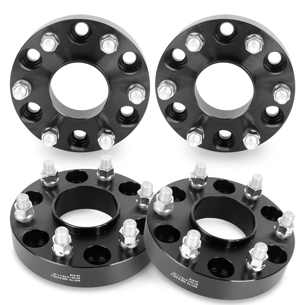 Richeer 6x5.5" Hub Centric Wheel Spacers Fits 1999+ Chevy Silverado | 2023+ Colorado | 1999+ GMC Sierra | 2023+ Canyon-1.25" Thick Black