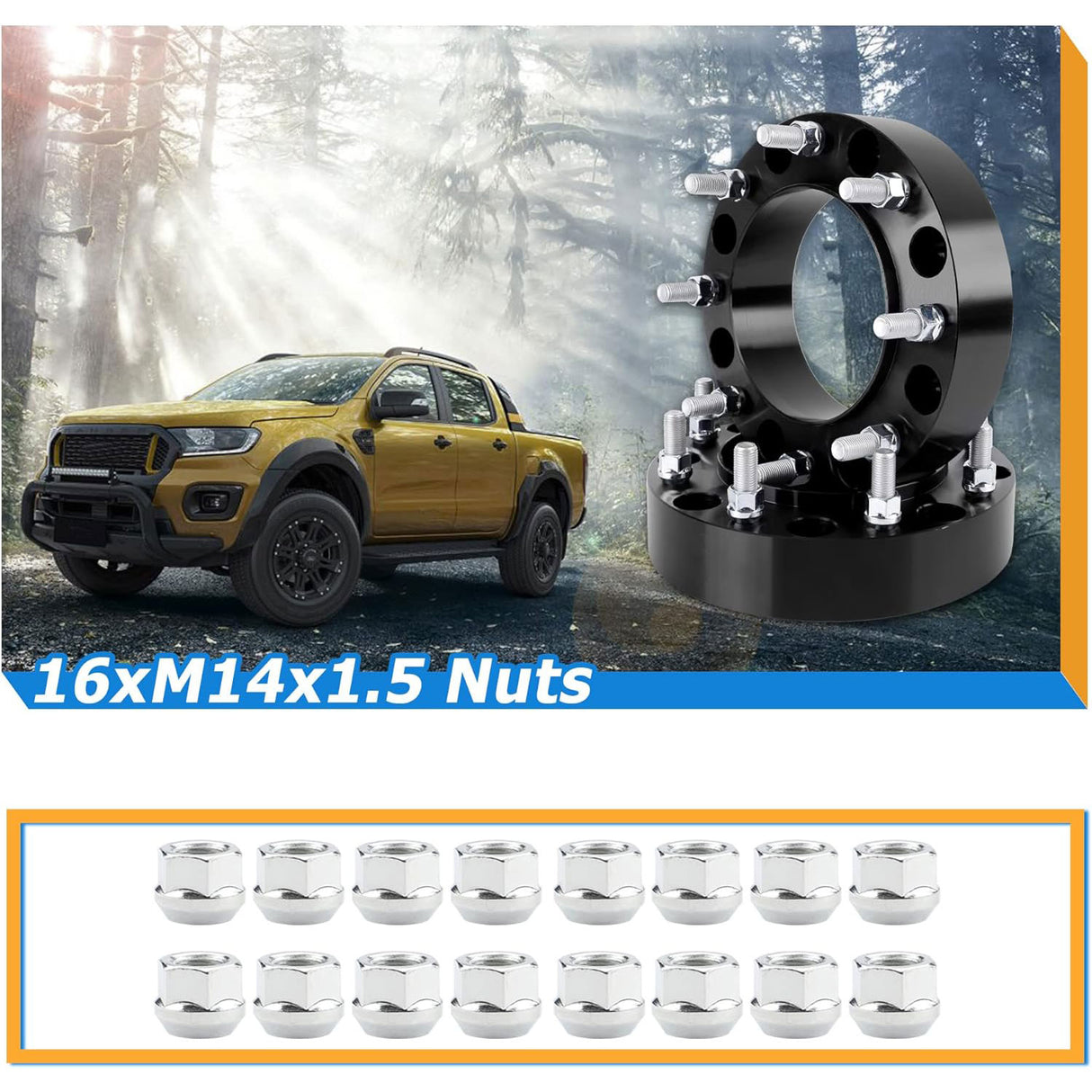 Richeer 8x170mm M14x1.5 Wheel Spacers Fits 2003+ Ford F250 F350 Super Duty Single Rear Wheel | 03-05 Dually Rear Wheel Vehicles F&R-1" Thick Black