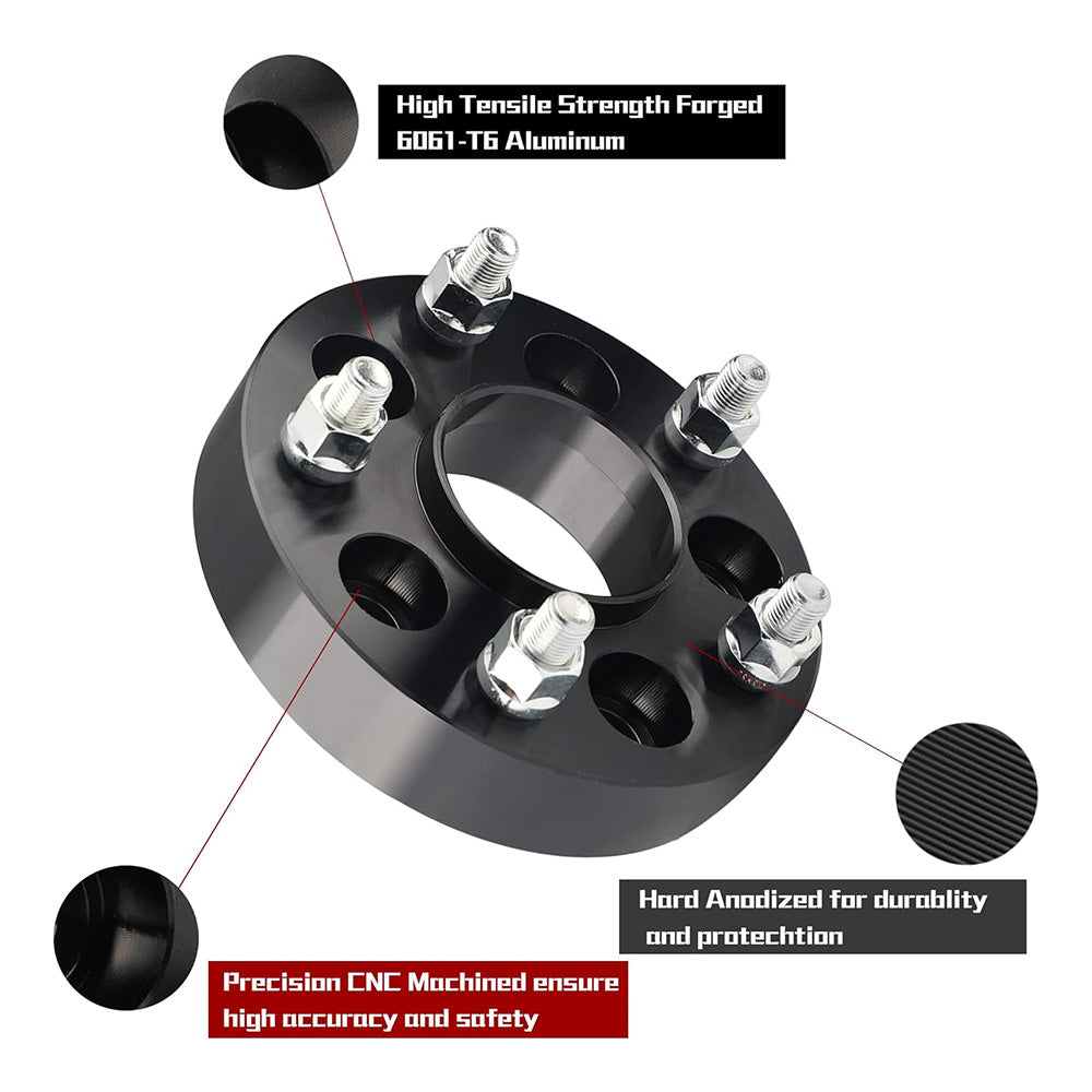 Richeer 1.25 inch 5x4.5" to 5x5" Hubcentric Wheel Adapters for Off-Road Vehicles (Ford, Jeep & More)