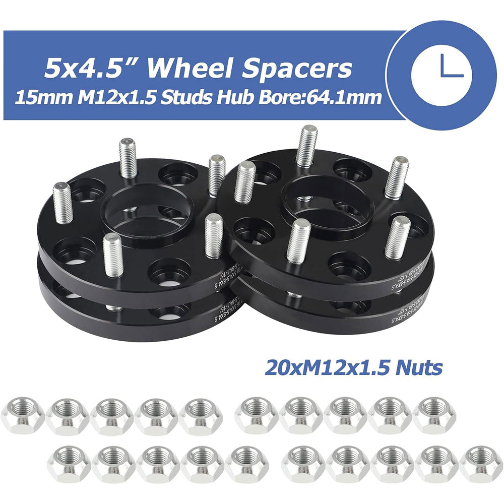 Richeer 5x4.5" Hub Centric Wheel Spacers Fits Honda | Acura Passenger Cars-15MM Thick Black