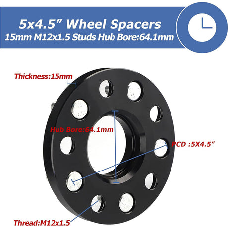 Richeer 5x4.5" Hub Centric Wheel Spacers Fits Honda | Acura Passenger Cars-15MM Thick Black