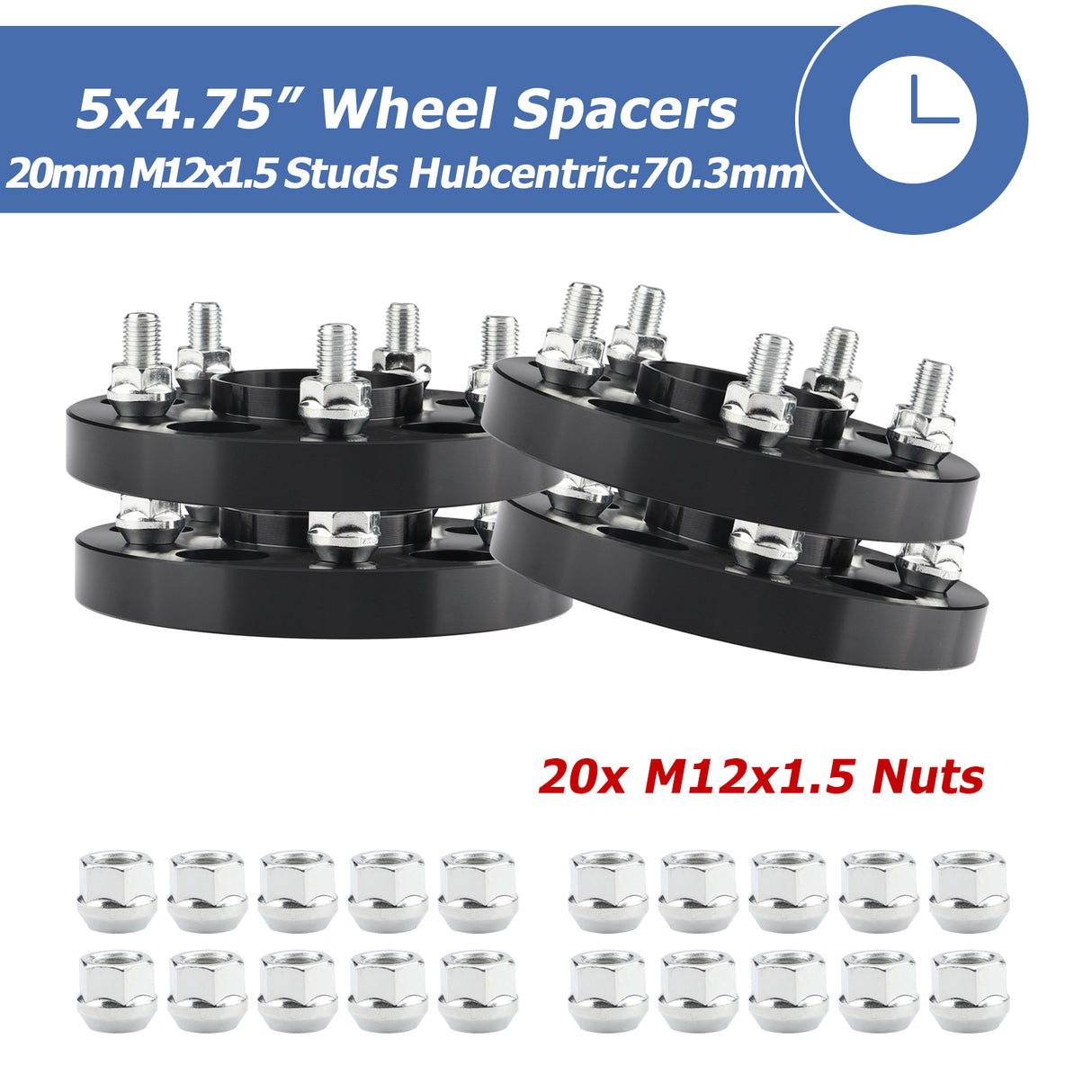 Richeer 5x4.75" Hub Centric Wheel Spacers Fits 1985-2002 Chevy Camaro 1982-2019 Corvette 1982-2002 Pontiac Firebird-20MM Thick Black