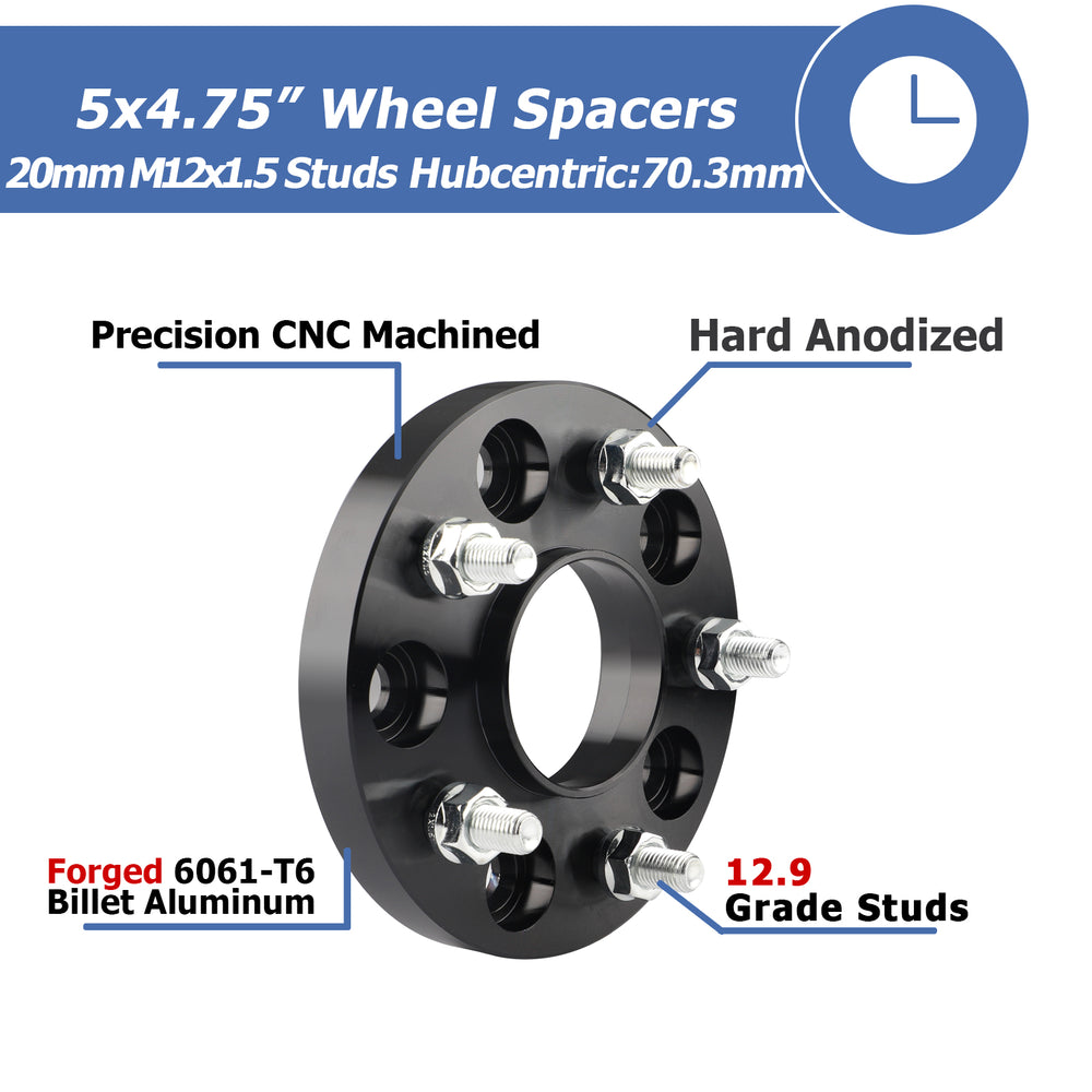 Richeer 5x4.75" Hub Centric Wheel Spacers Fits 1985-2002 Chevy Camaro 1982-2019 Corvette 1982-2002 Pontiac Firebird-20MM Thick Black