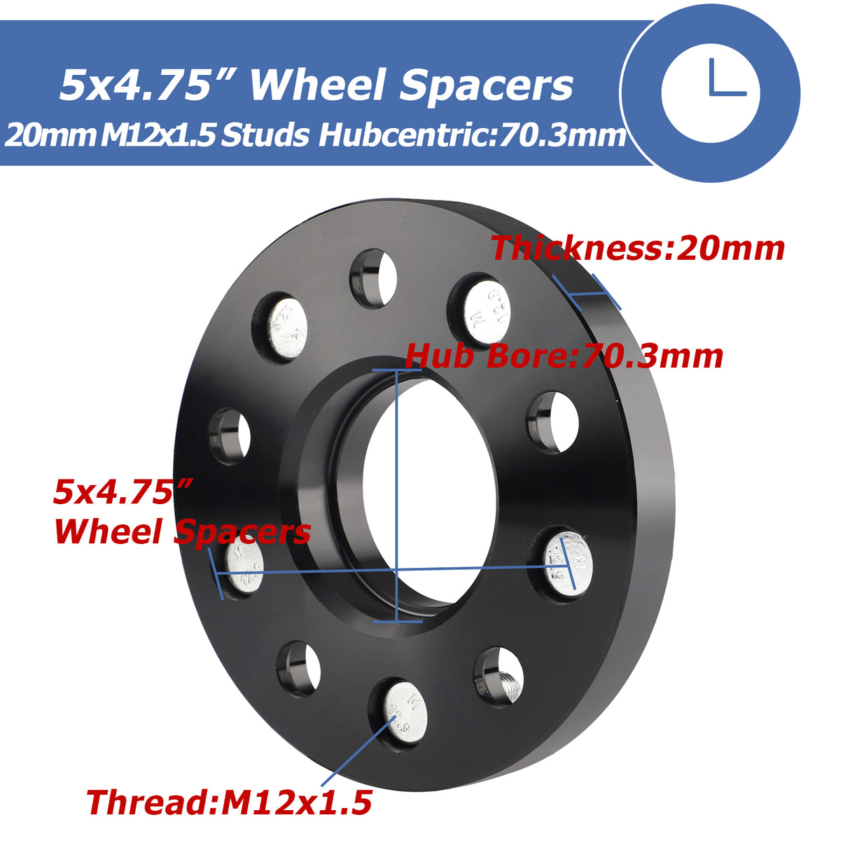 Richeer 5x4.75" Hub Centric Wheel Spacers Fits 1985-2002 Chevy Camaro 1982-2019 Corvette 1982-2002 Pontiac Firebird-20MM Thick Black