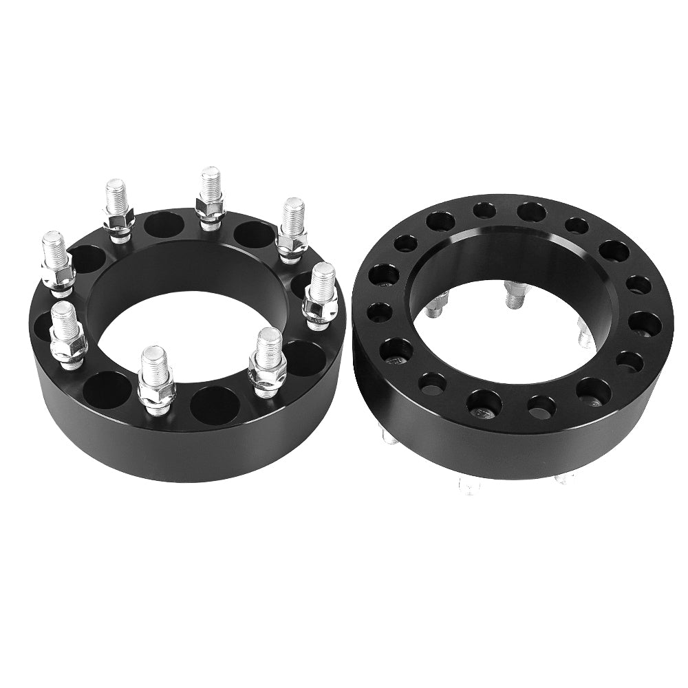 thumbnail image 2 of 2" Wheel Spacers (8x6.5, M14x1.5) For Ram 2500/3500, Hummer H2, Chevy/GMC 8-Lug - 2pc Set (Polished Aluminum) 2 of 6