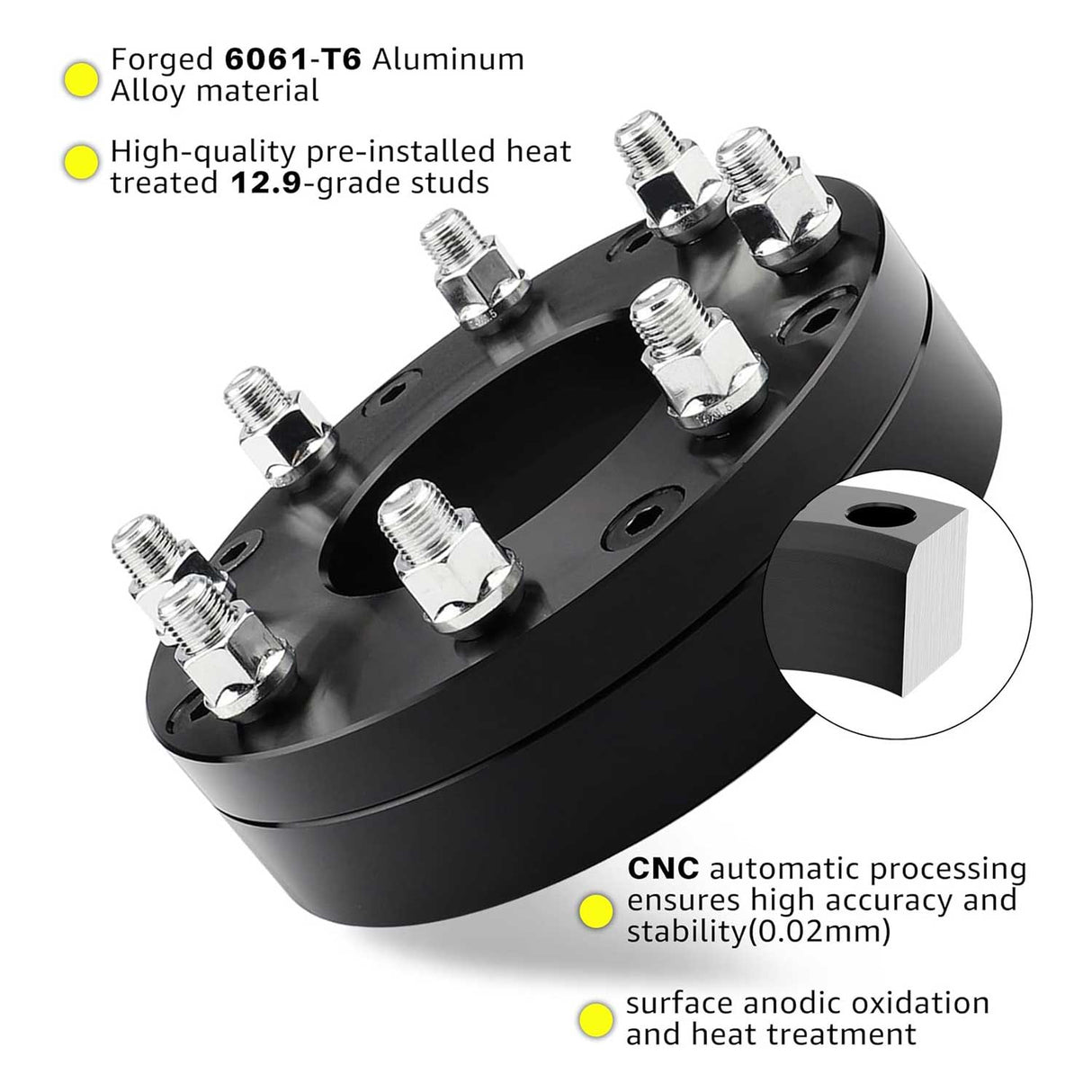 Richeer 6x5.5"-8x6.5" Wheel Adapters for 6 To 8 Lug Off-Road Vehicles(Chevy, Ford, Cadillac,Ram & More)