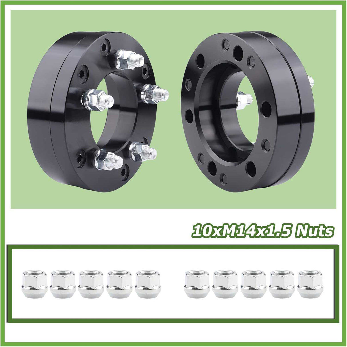 Richeer 6x5.5" to 5x4.5” Wheel Adapter for Off-Road Vehicles (GM & More)-2" Thick Black