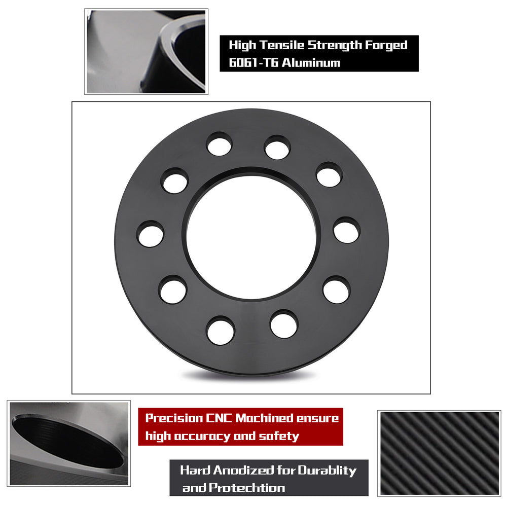 Richeer 5x4.5" 5x4.75" Wheel Spacers for Off-Road Vehicles (Toyota, Honda, Nissan & More) - 6mm Thick Black