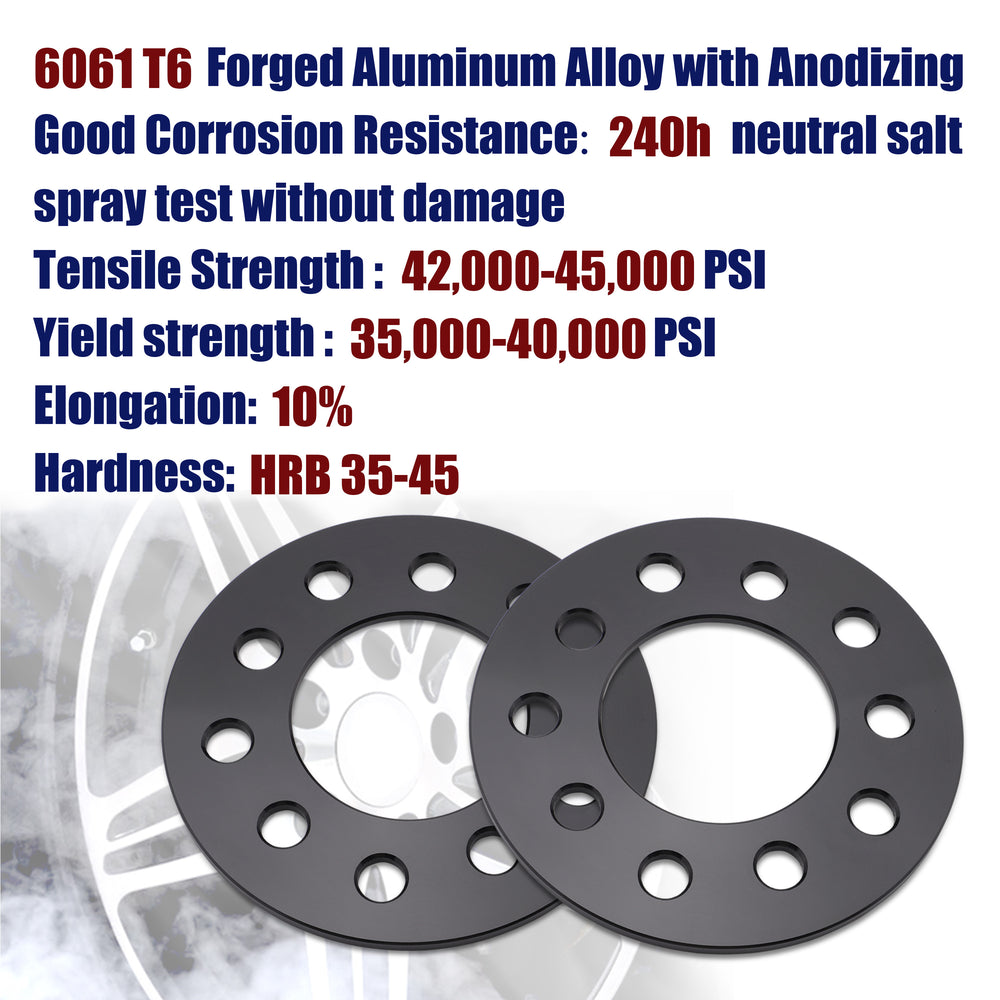 Richeer 5x4.5" 5x4.75" Wheel Spacers for Off-Road Vehicles (Toyota, Honda, Nissan & More) - 6mm Thick Black