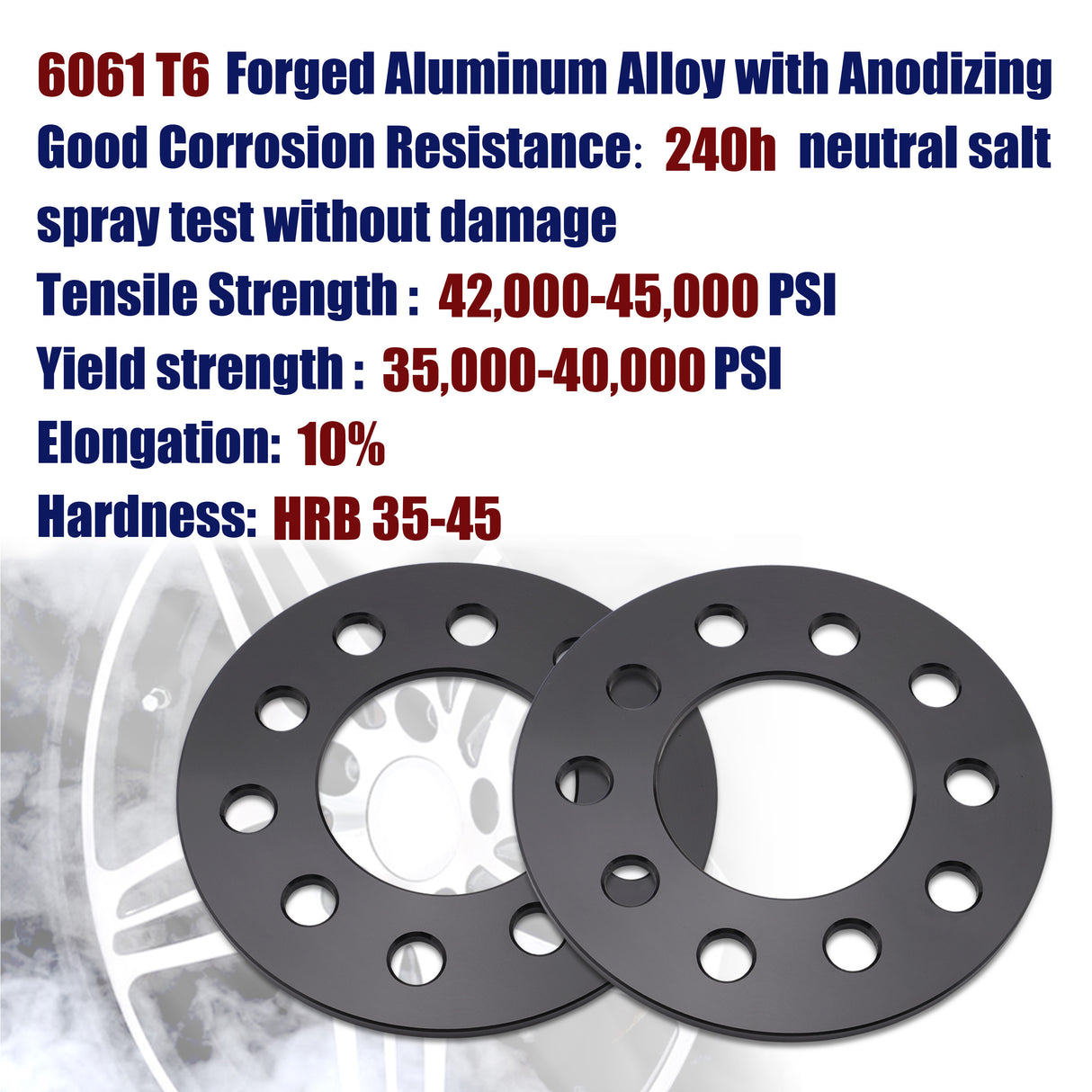 Richeer 5x4.5" 5x4.75" Wheel Spacers for Off-Road Vehicles (Toyota, Honda, Nissan & More) - 6mm Thick Black