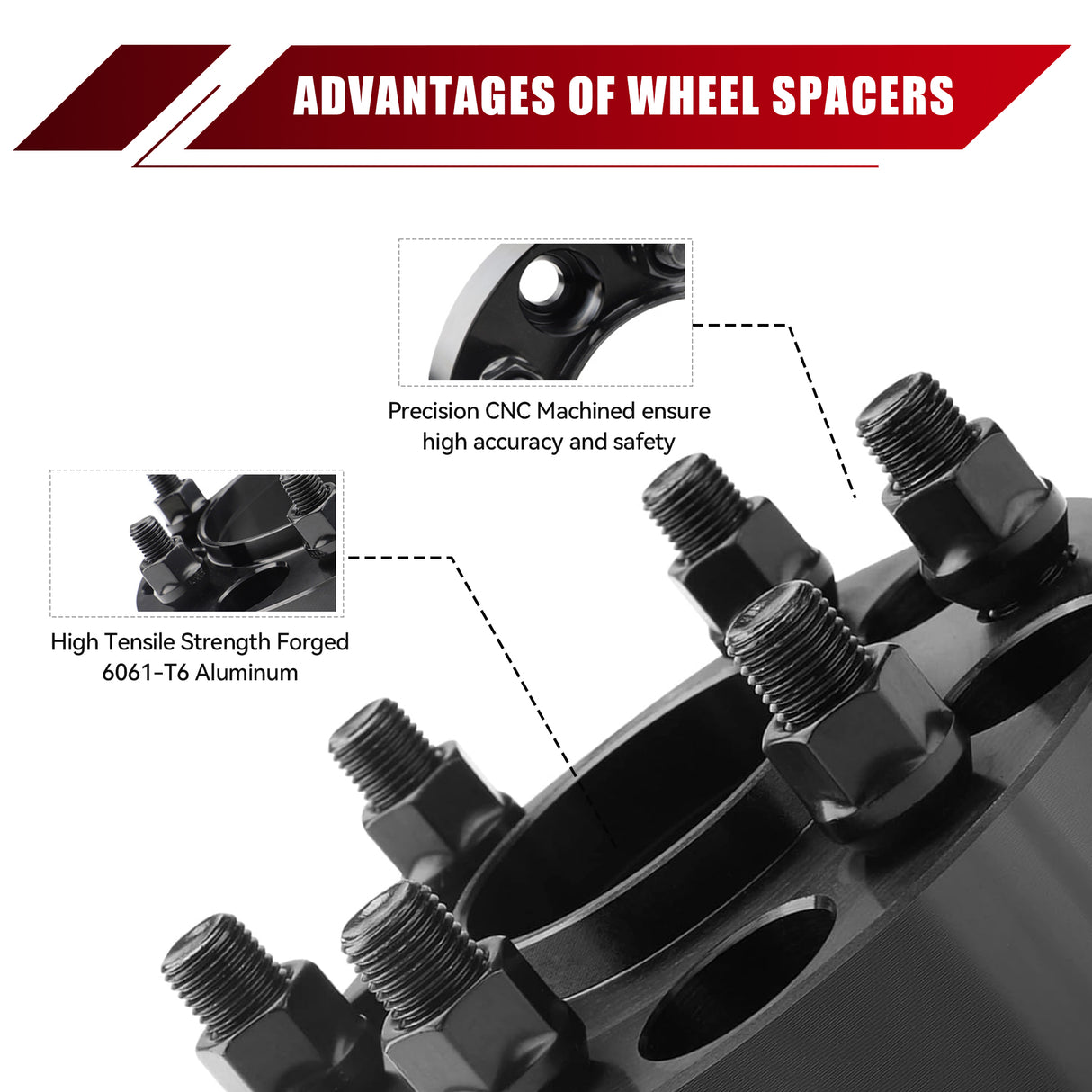 Richeer 6x120mm Hub Centric Wheel Spacers Fits 2015 + Chevy Colorado 2018 + Traverse 2015 + GMC Acadia Canyon- 2" Thick Black