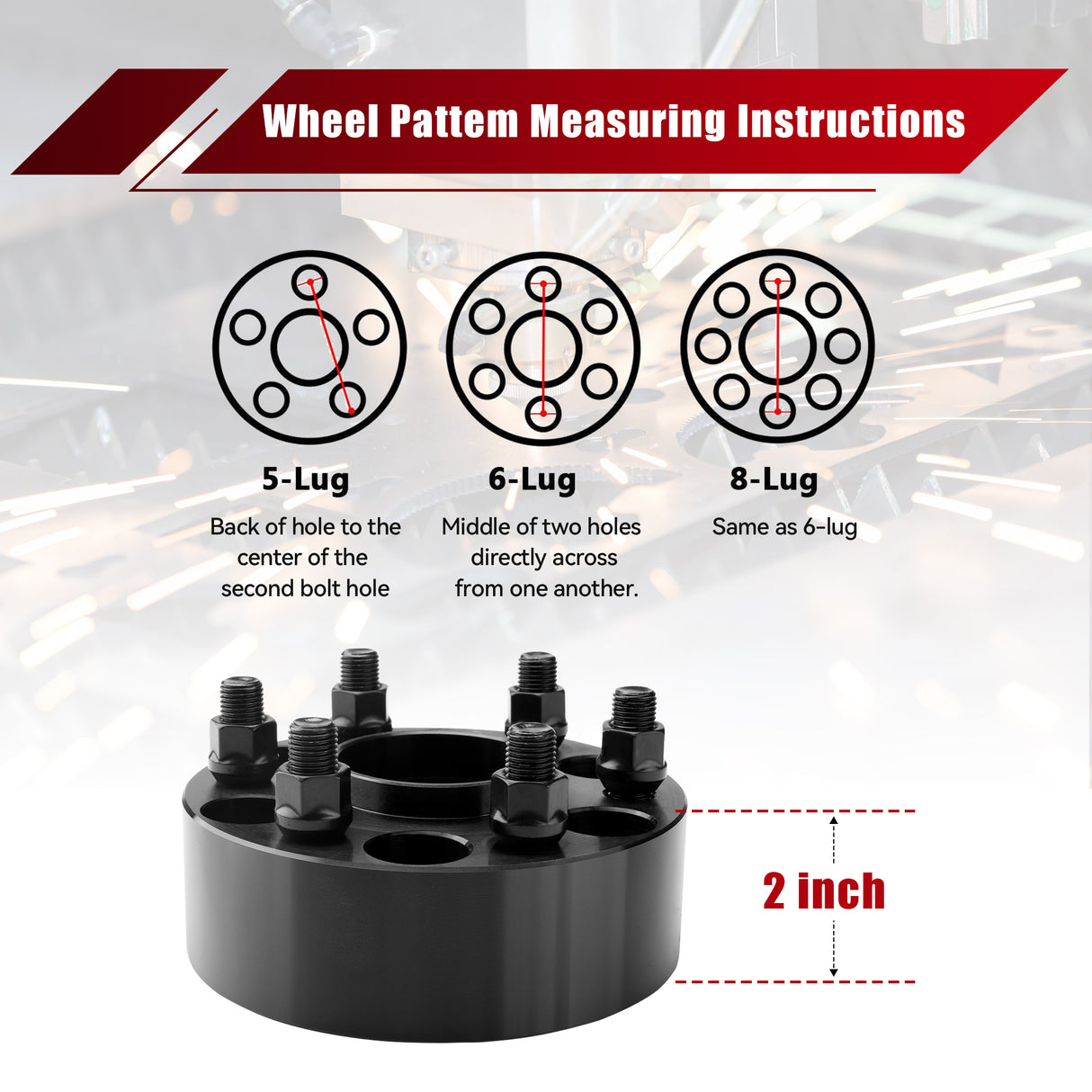 Richeer 6x120mm Hub Centric Wheel Spacers Fits 2015 + Chevy Colorado 2018 + Traverse 2015 + GMC Acadia Canyon- 2" Thick Black