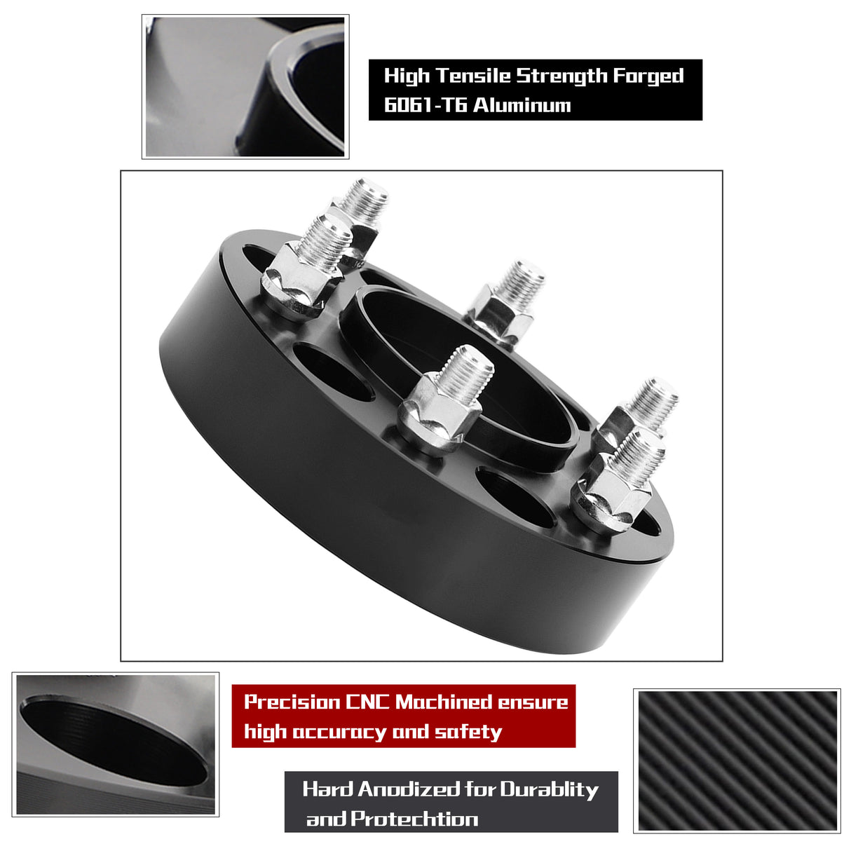 Richeer 6x135mm Hub Centric Wheel Spacers Fits 2004-2014 Ford F-150 Expedition Navigator -1.5" Thick Black