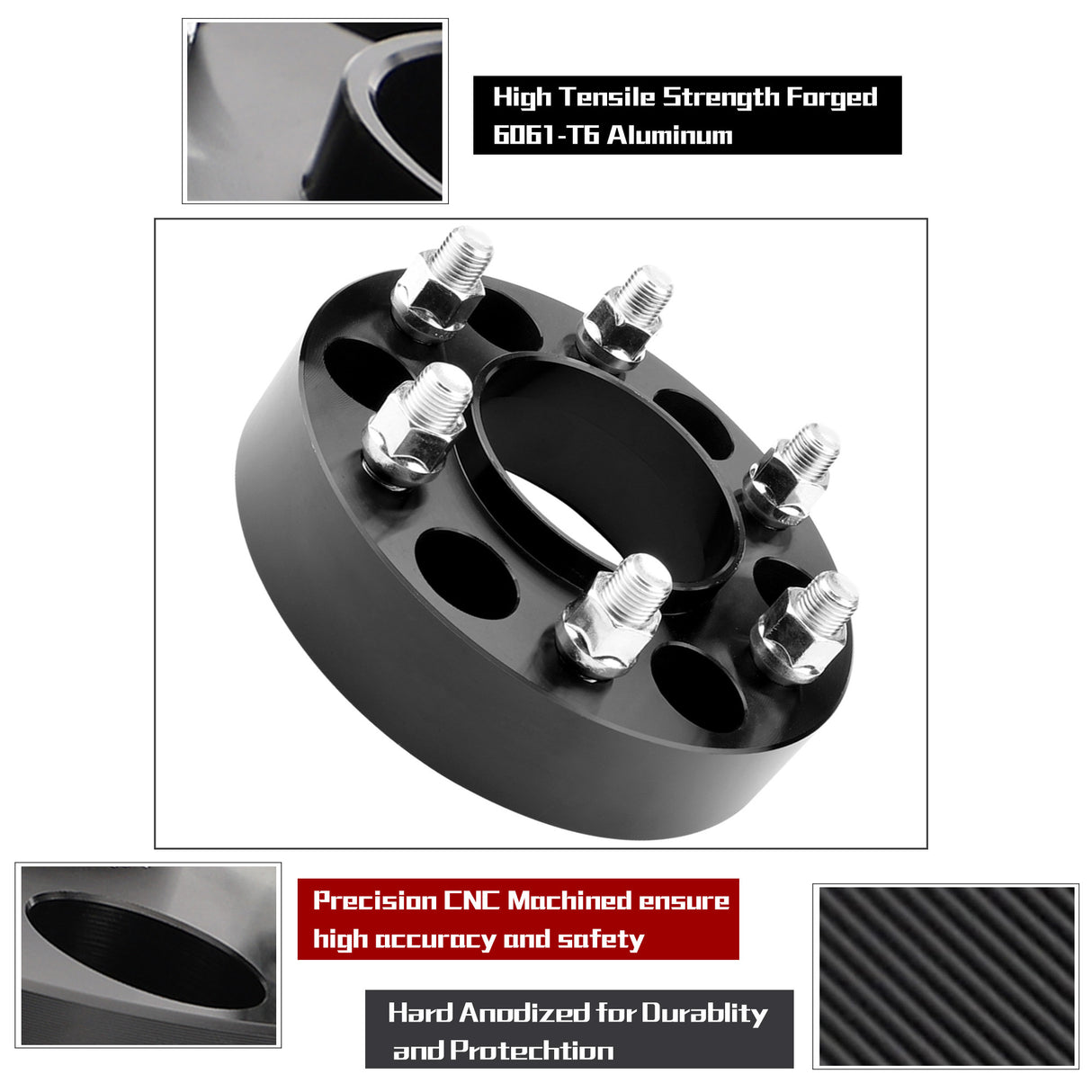 Richeer 6x5.5" Hub Centric Wheel Spacers Fits 2021+ Ford Bronco 2019+ Ranger (No Bronco Sport Fitment)-1.5" Thick Black