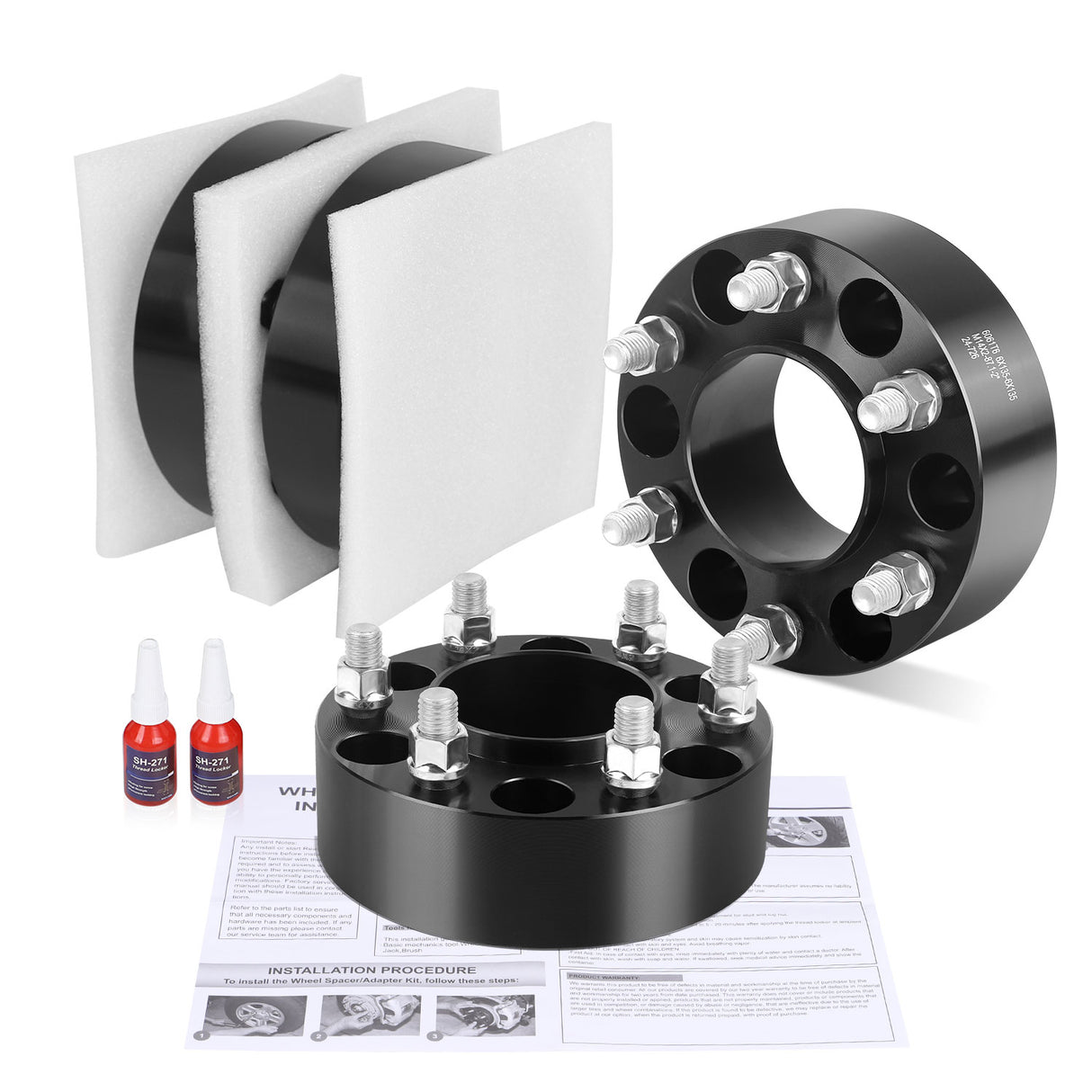 Richeer 6x135mm Hub Centric Wheel Spacers Fits Ford F-150 Expedition Navigator - 2" Thick Black