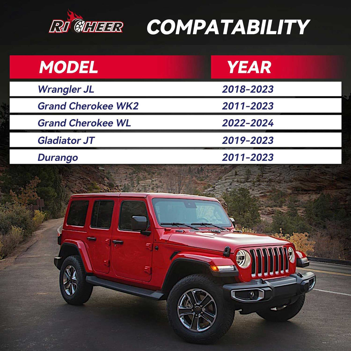 Richeer 5x5" Hub Centric Wheel Spacers for Off-Road Vehicles (Jeep, Dodge, Chrysler & More)-2" Thick Black