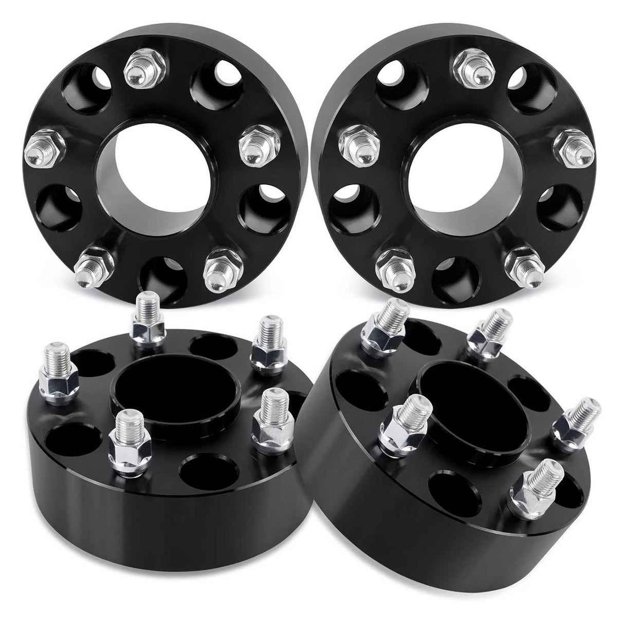 Richeer 5x5" Hub Centric Wheel Spacers for Off-Road Vehicles (Jeep, Dodge, Chrysler & More)-2" Thick Black