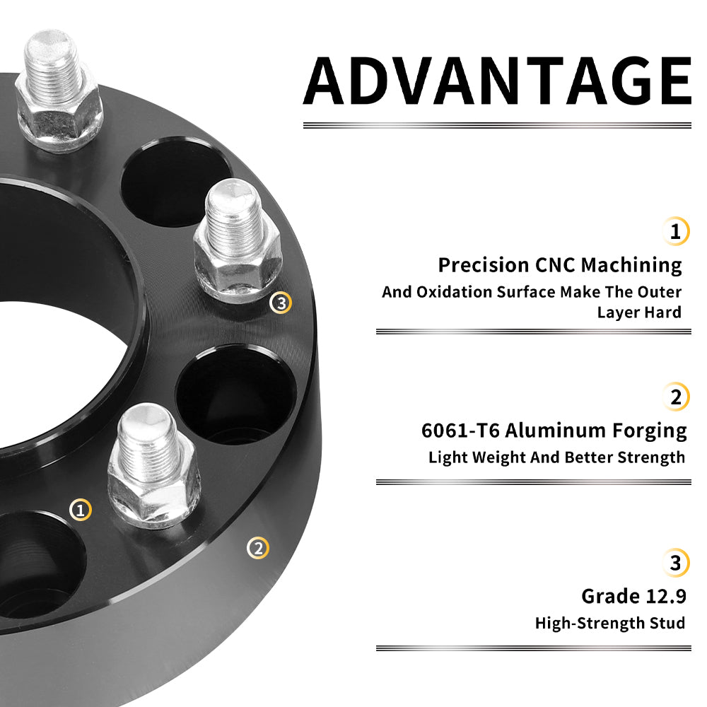 Richeer 6x135mm Hub Centric Wheel Spacers Fits 2015+ F150 | 2015+ Expedition | 2015+ Lincoln Navigator - 2" Thick Black