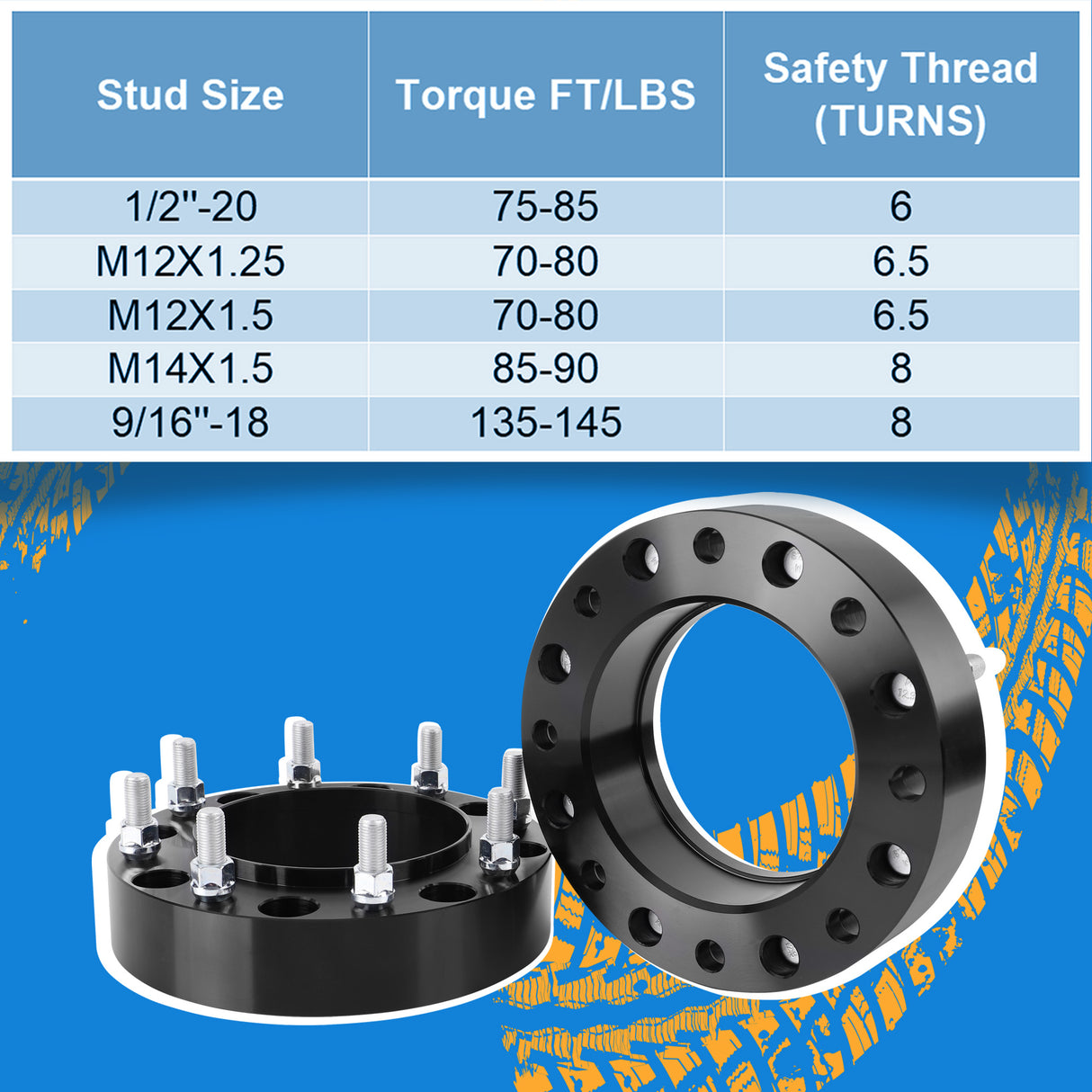 Richeer 8x210mm Hub Centric Wheel Spacers Fits 2011+ Chevrolet Silverado GMC Sierra 3500HD Dually Dual Rear Wheels Front Only-2" Thick Black