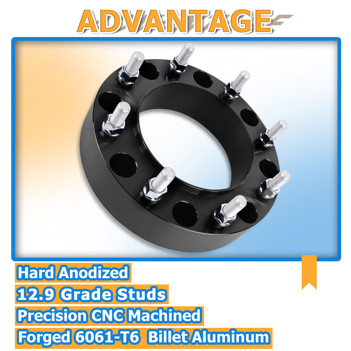 Richeer 8x210mm Hub Centric Wheel Spacers Fits 2011+ Chevrolet Silverado GMC Sierra 3500HD Dually Dual Rear Wheels Front Only-2" Thick Black