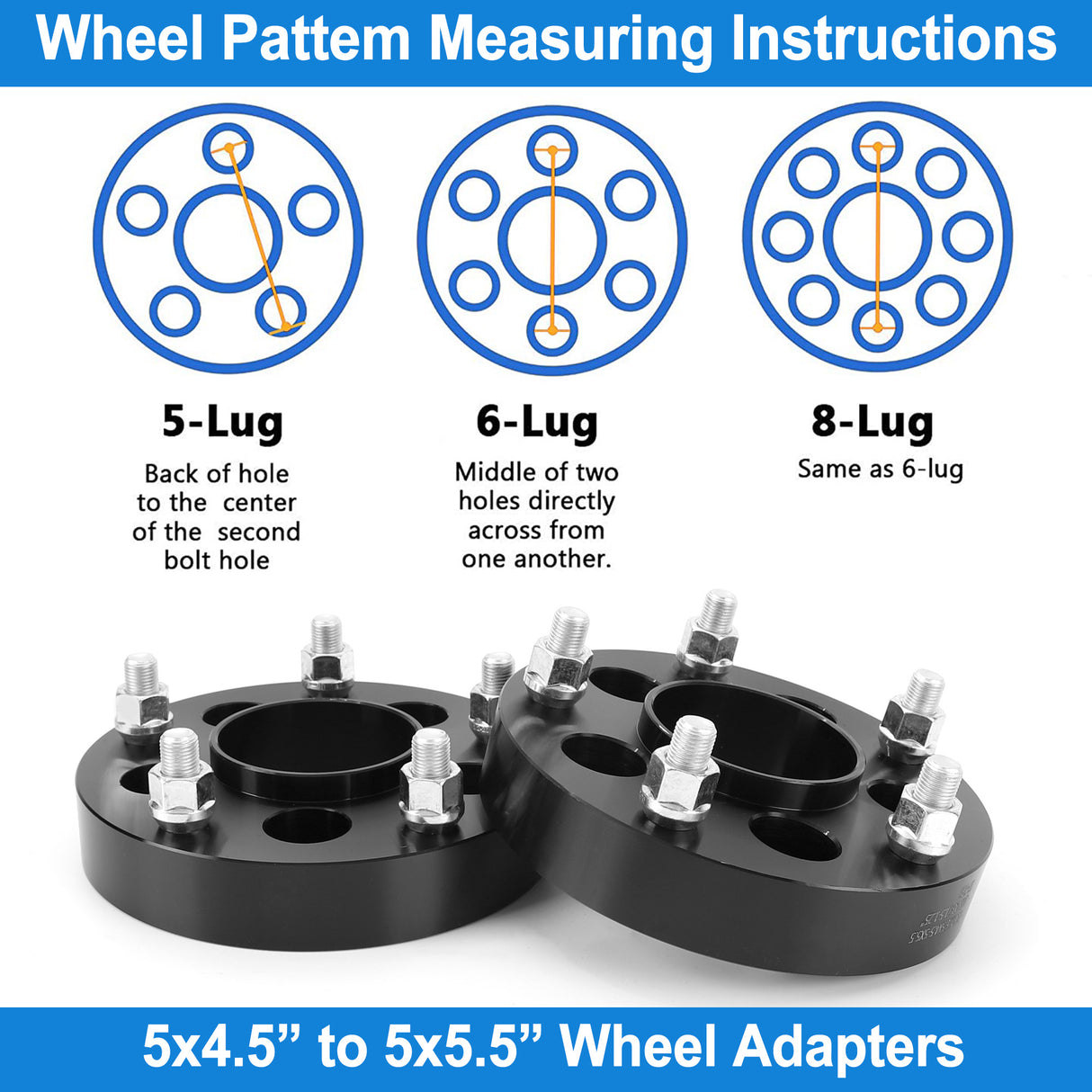 Richeer 5x4.5" to 5x5.5" Hub Centric Wheel Adapters for Jeep