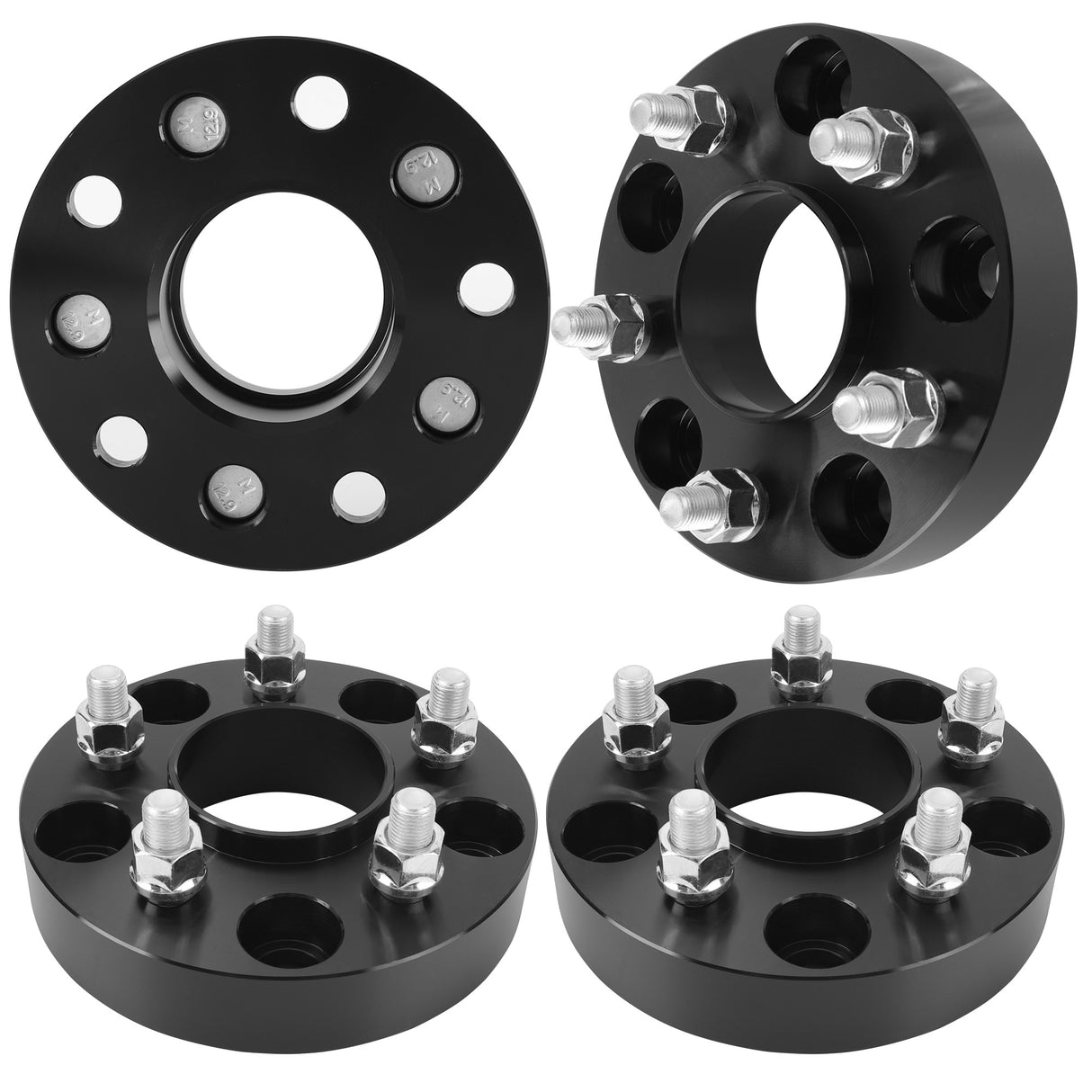 Richeer 5x5" to 5x4.5" Hub Centric Wheel Adapters for Jeep with 1/2-20 Thread Pitch