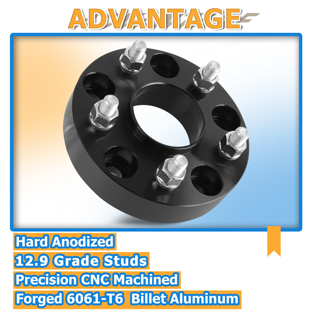 Richeer 5x5" to 5x4.5" Hub Centric Wheel Adapters for Jeep with 1/2-20 Thread Pitch
