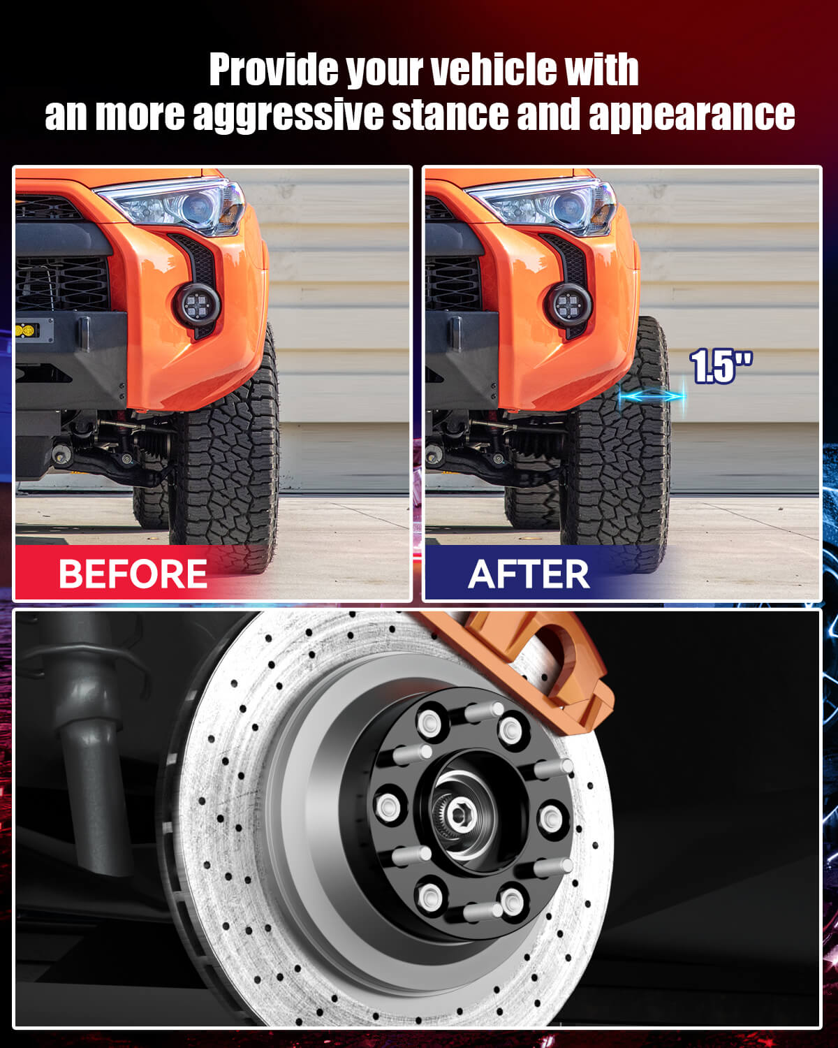 Richeer 6x5.5" Hub Centric Wheel Spacers 95.2mm Hub Fits 2024+ Toyota Tacoma 2022-2025 Toyota Tundra 2023+ Toyota Sequoia -1.5" Thick Black