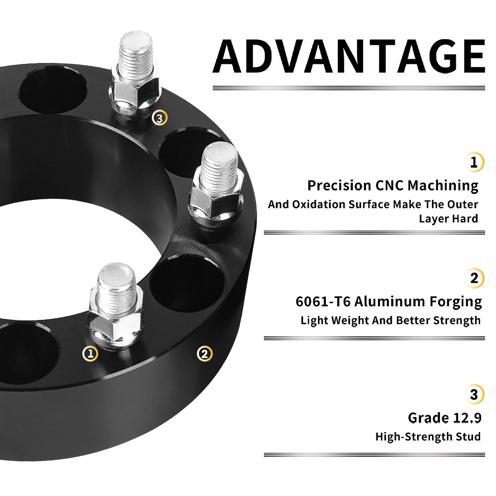 Richeer 6x5.5" Wheel Spacers for Off-Road Vehicles(Chevy, GMC, Cadillac & More)- 2" Thick Black