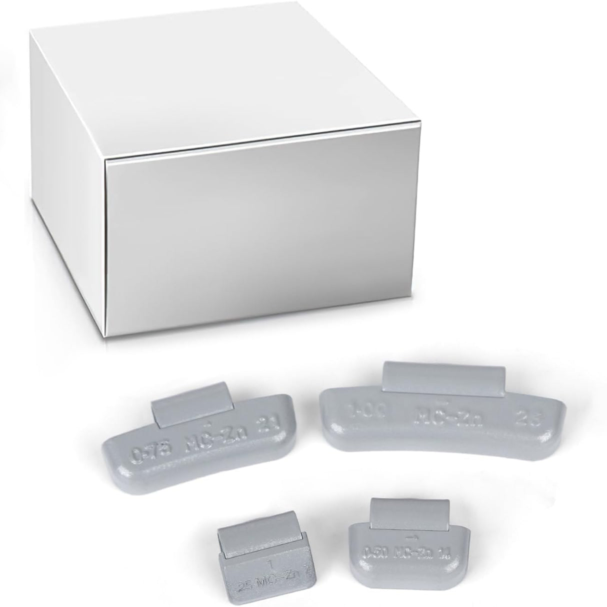 Richeer MC-Series Zinc Clip On Wheel Weights 80PCS Multi Size Assortment Kit | 4 small sizes 15pcs each,4 large sizes 5pcs each, durable iron, precise weight,tight clip,wear-resistant,reduce vibration